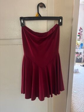 Strapless Burgundy Mini Dress